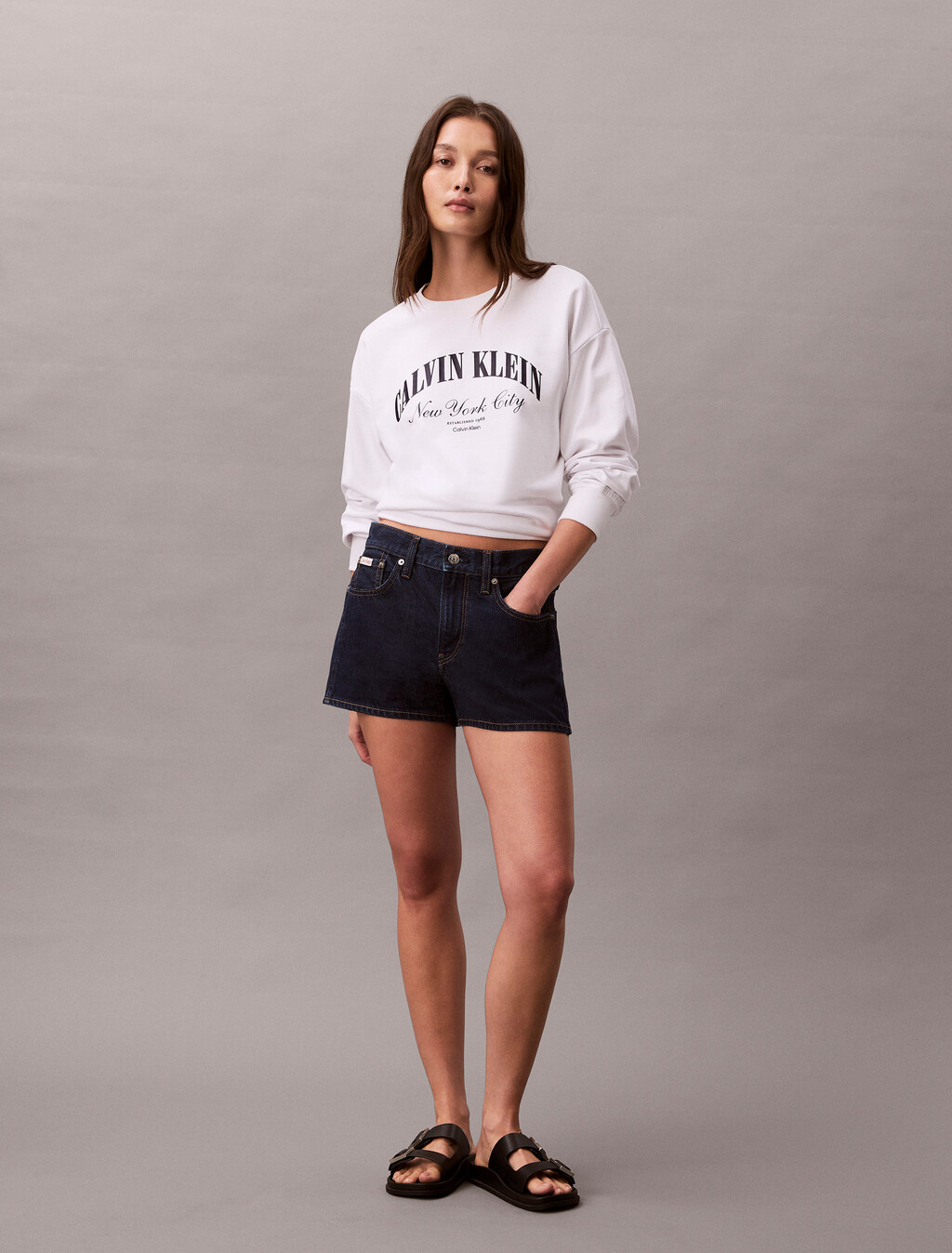 Varsity Logo Sweatshirt, Bright White, hi-res