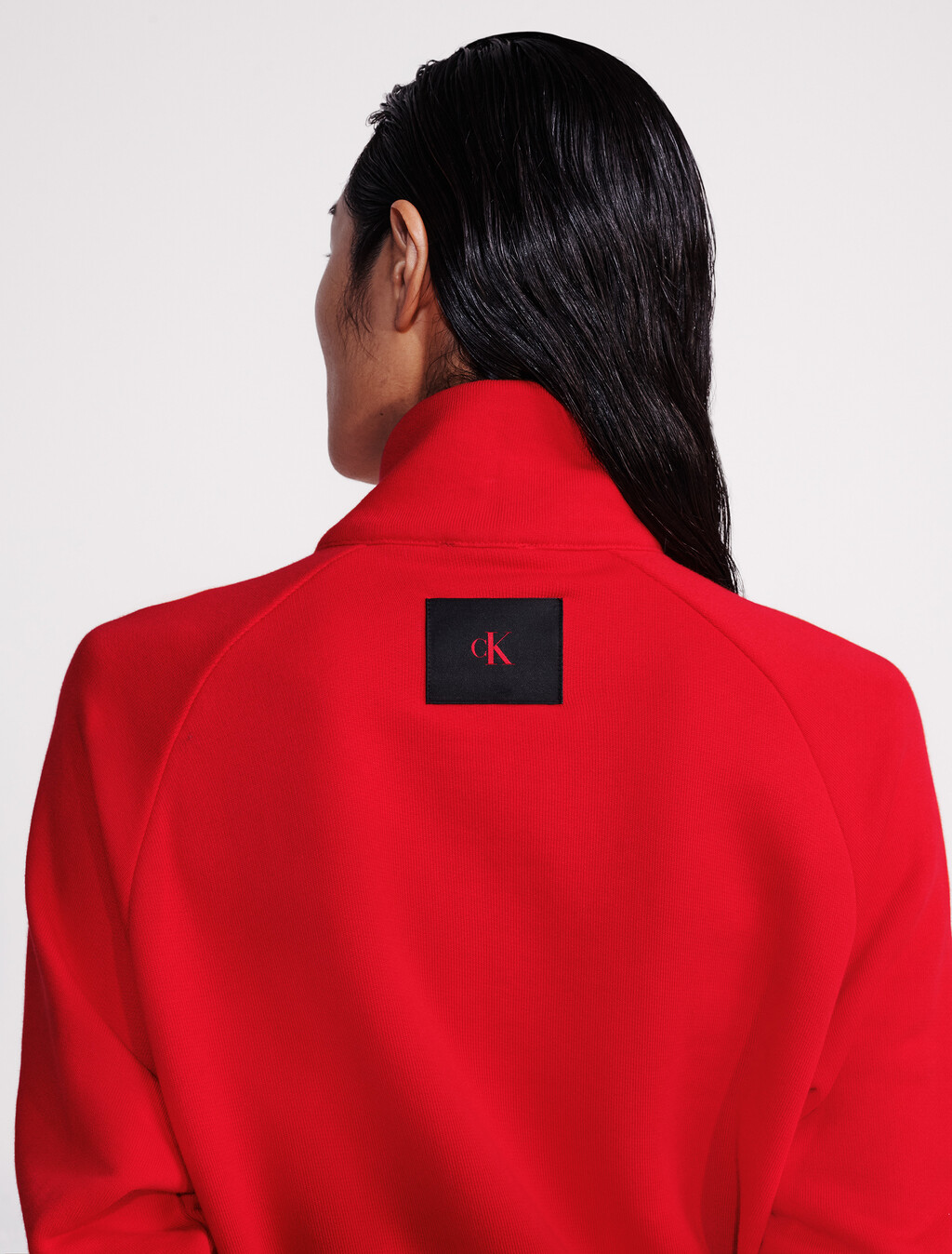 Terry Zip Polo Sweatshirt, Pantone Red, hi-res