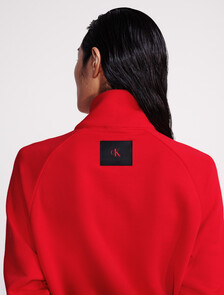 Terry Zip Polo Sweatshirt, Pantone Red, hi-res