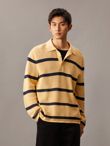 Striped Relaxed Polo, Lemon Peel, hi-res