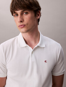 Monogram Cotton Pique Polo, Blanc De Blanc, hi-res
