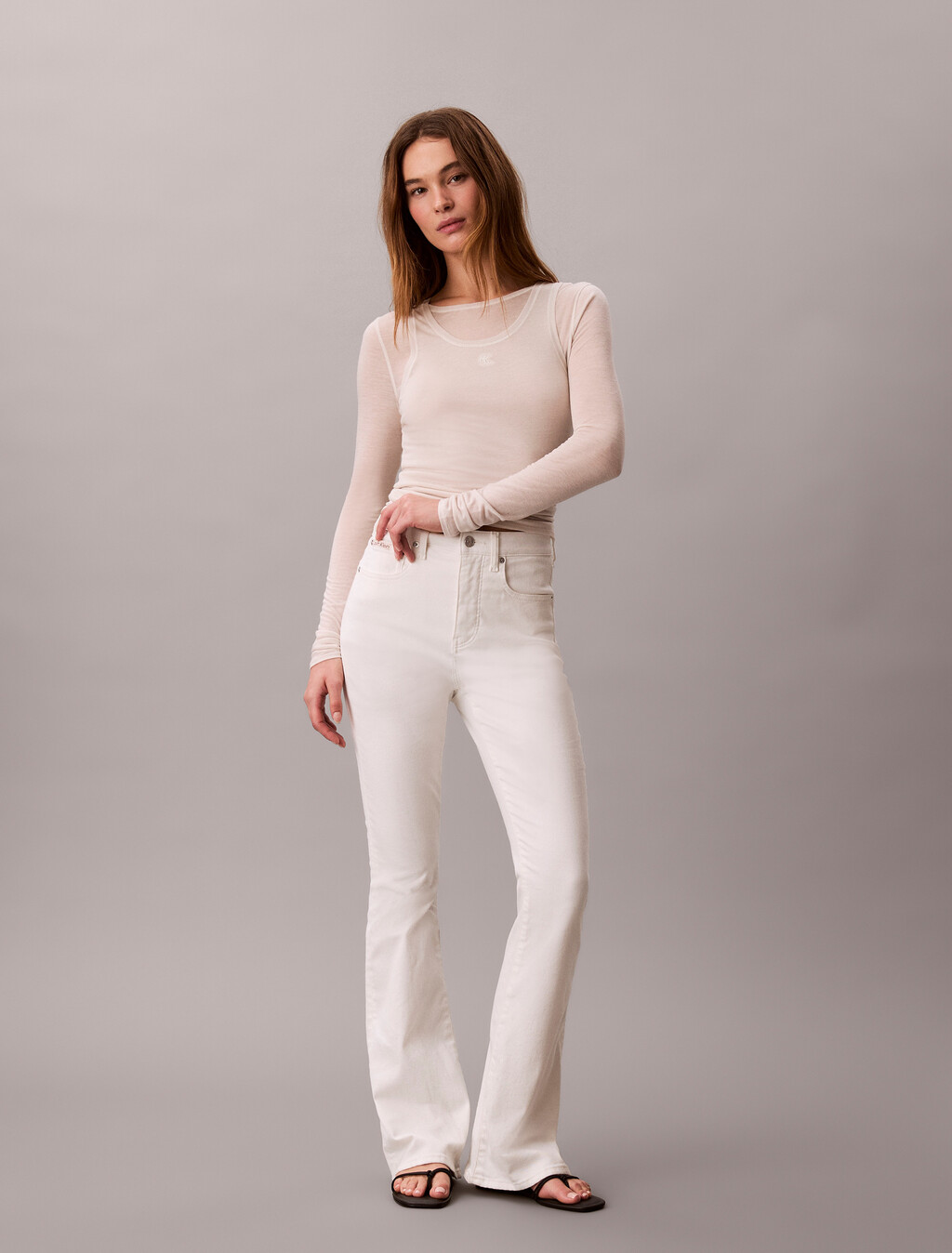 Wool Blend Double-Layer Top, Tofu, hi-res