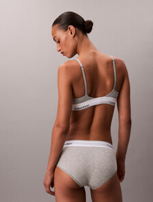 Icon Cotton Lightly Lined Triangle Bra, GREY HEATHER, hi-res