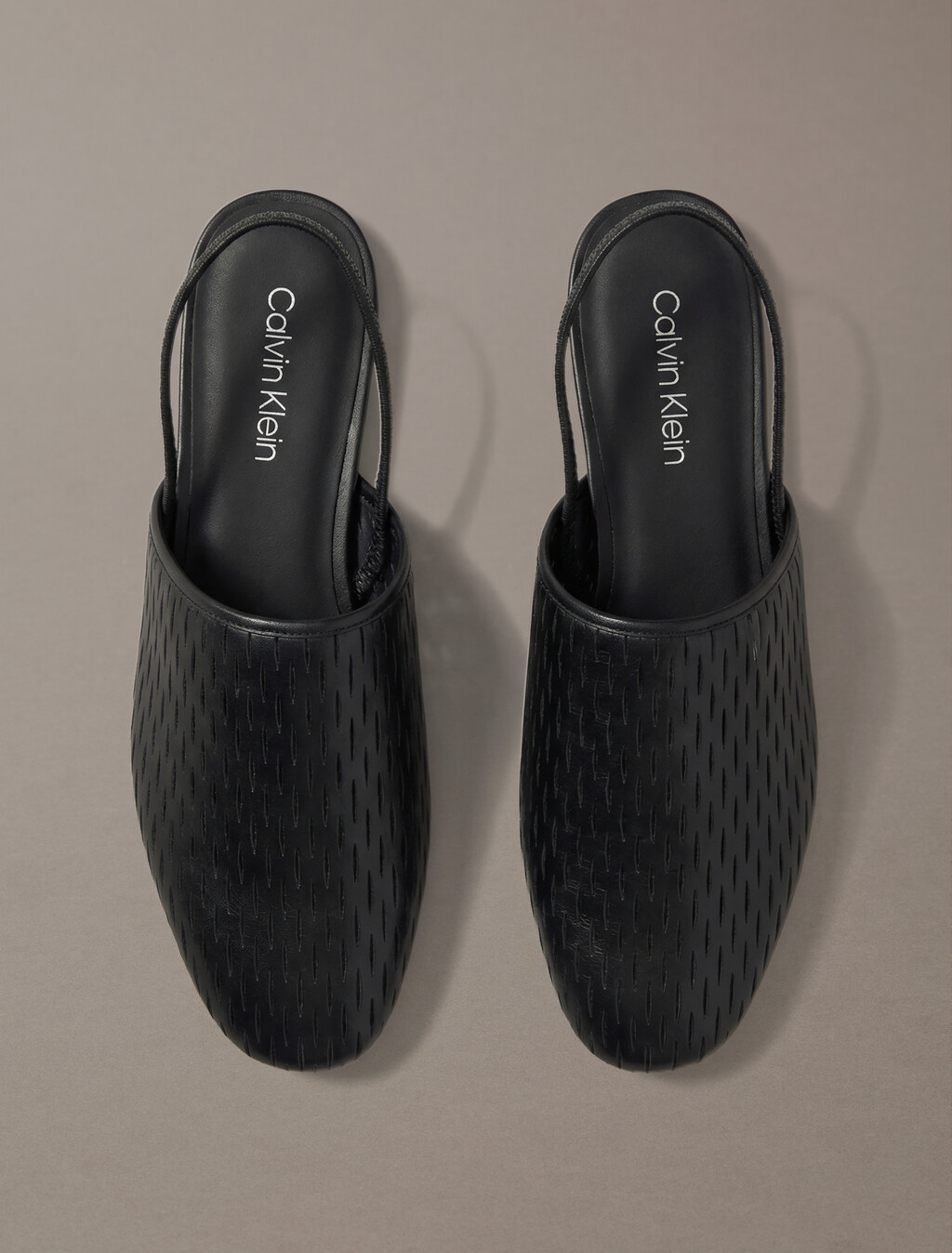 Leather Slingback Mules, Triple Black, hi-res