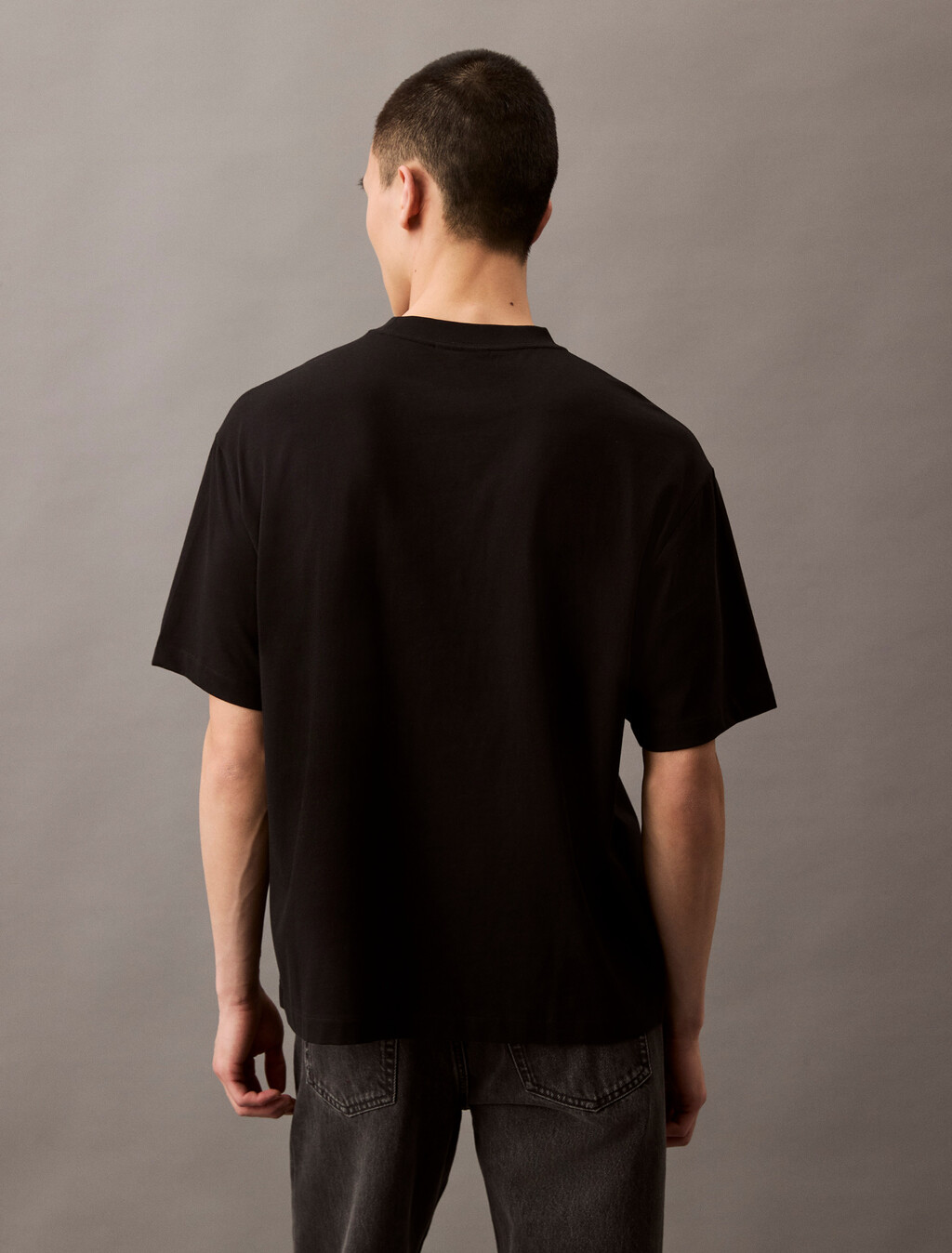 Calvin Logo Crew Neck Tee, Black, hi-res