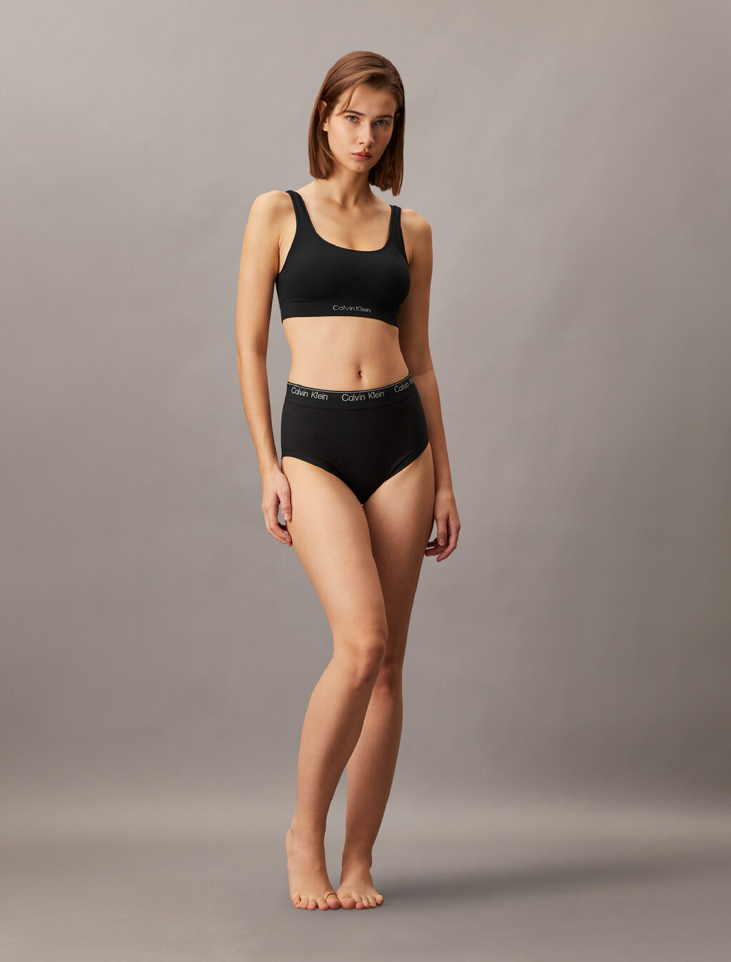 Seamless Rib Knit Lightly Lined Bralette, Black, hi-res