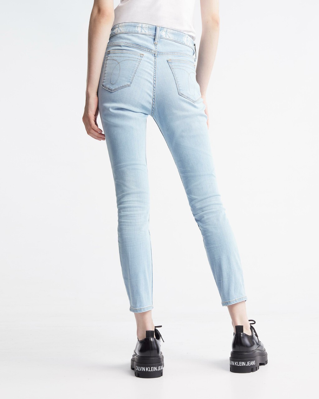 37.5 High Rise Skinny Ankle Jeans, Light Blue Dstr Back Emb, hi-res