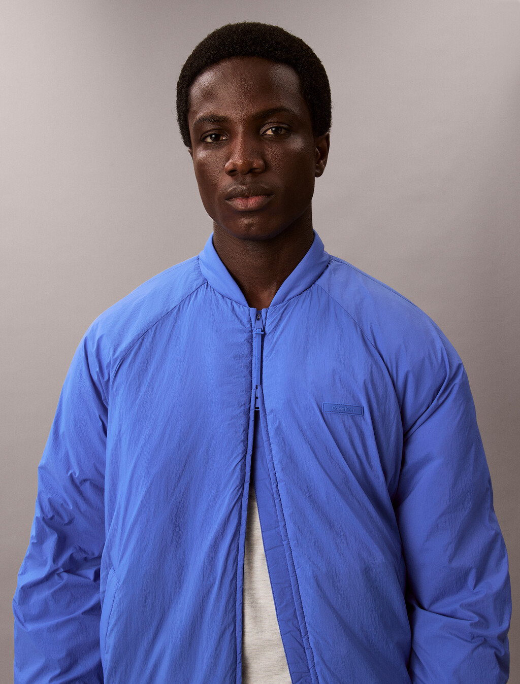Nylon Bomber Jacket, Iris Bliss, hi-res