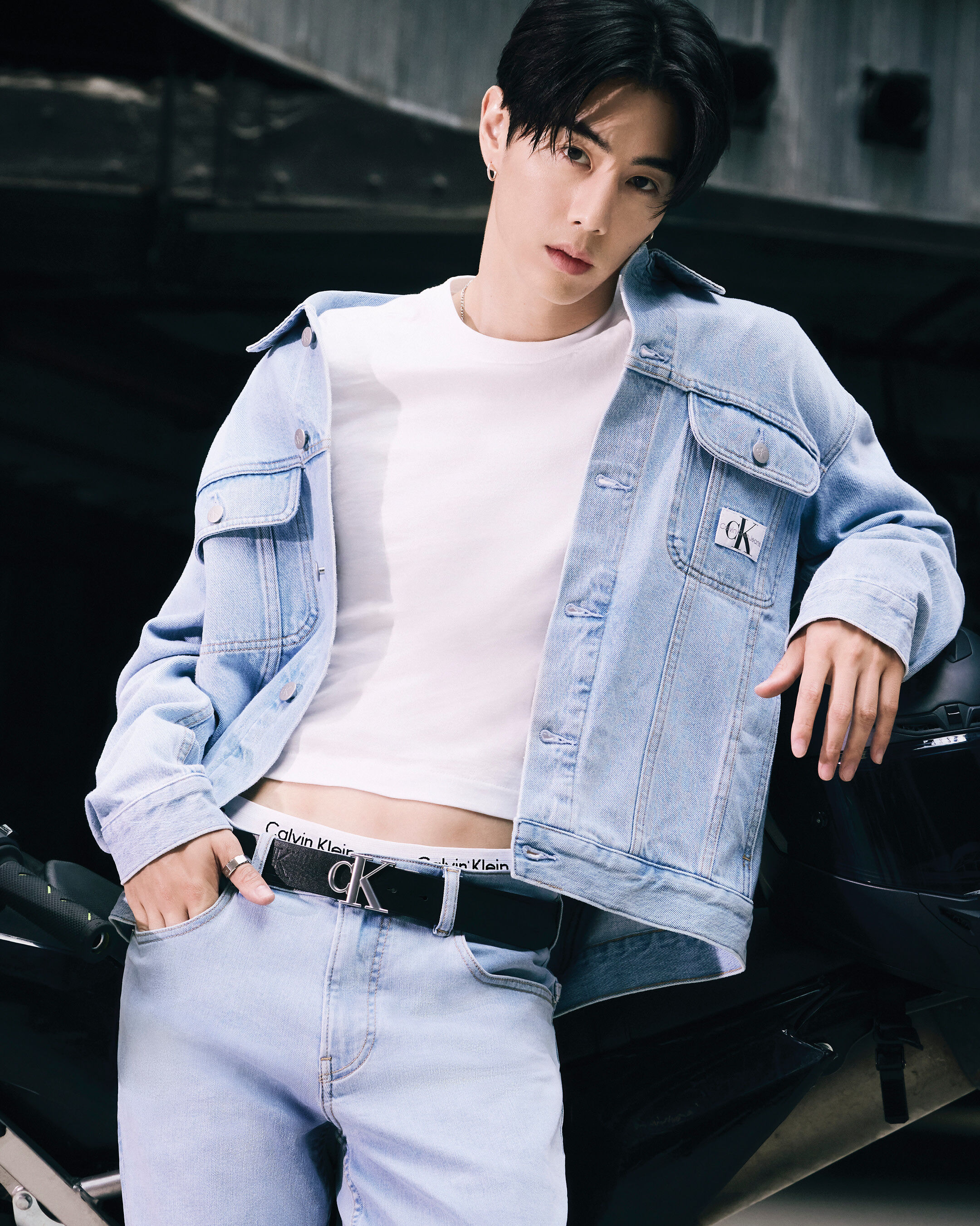 Calvin klein red denim jacket on sale
