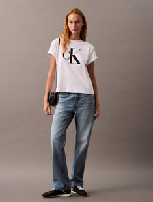 CK Logo Boxy Tee, Brilliant White, hi-res