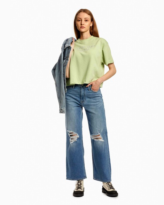 RECONSIDERED HIGH RISE WIDE LEG ANKLE JEANS