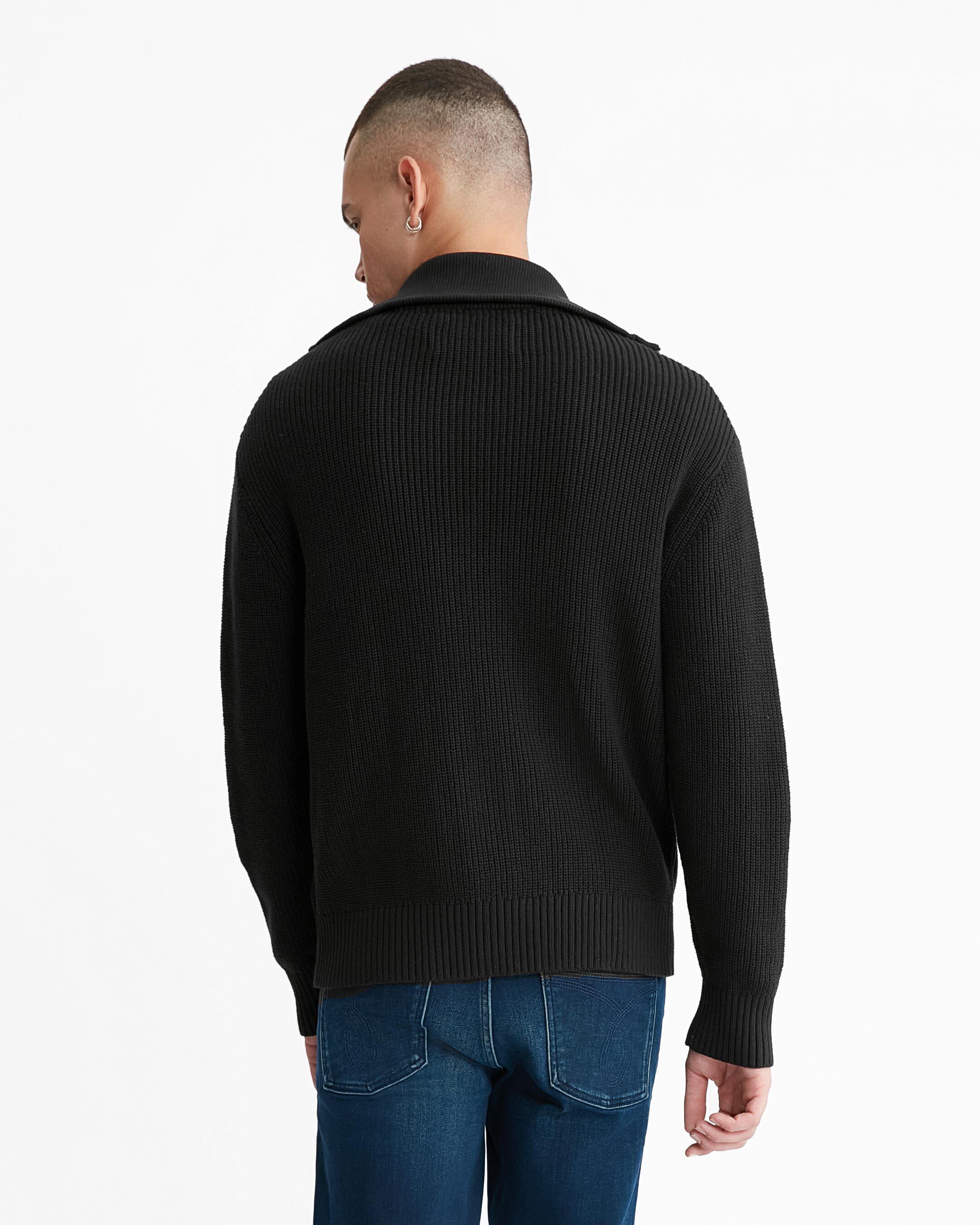Mens black zip up cardigan best sale