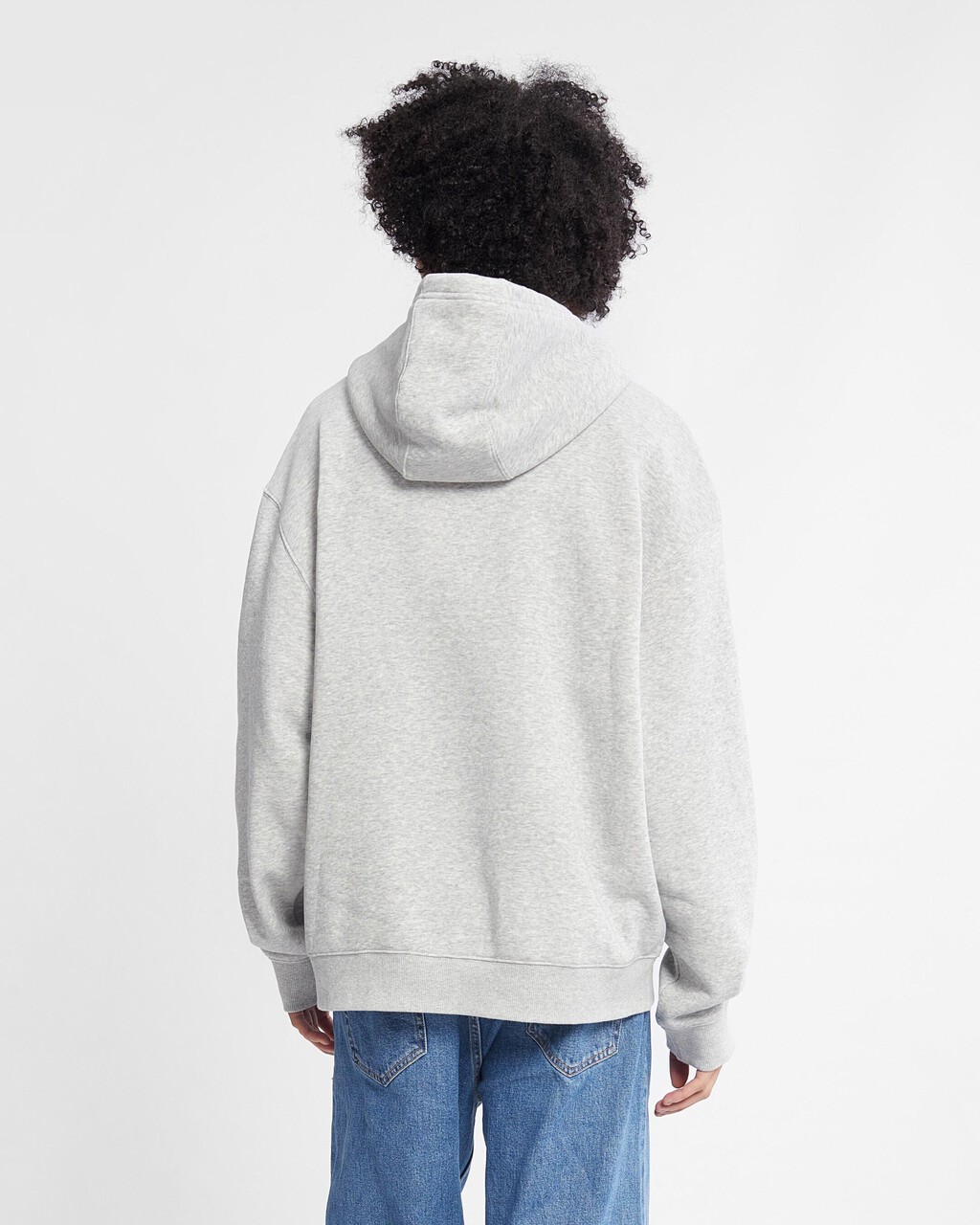 Curved Logo Relaxed Hoodie, LT GREY HEATHER, hi-res