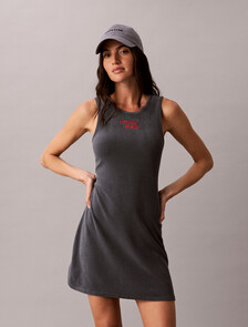 Towel Terry Scoop Back Mini Dress, Turbulence, hi-res