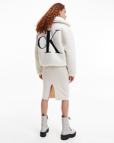 RECYCLED SHERPA MONOGRAM JACKET, Eggshell, hi-res