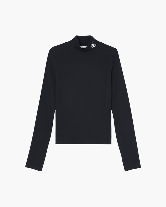 SLIM RIBBED MOCK NECK TOP