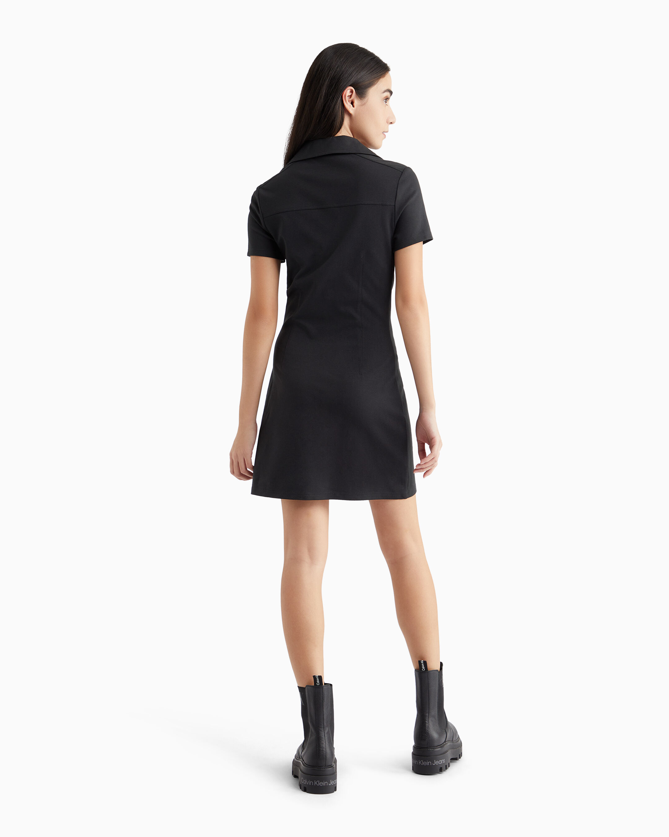 Girls black polo dress top