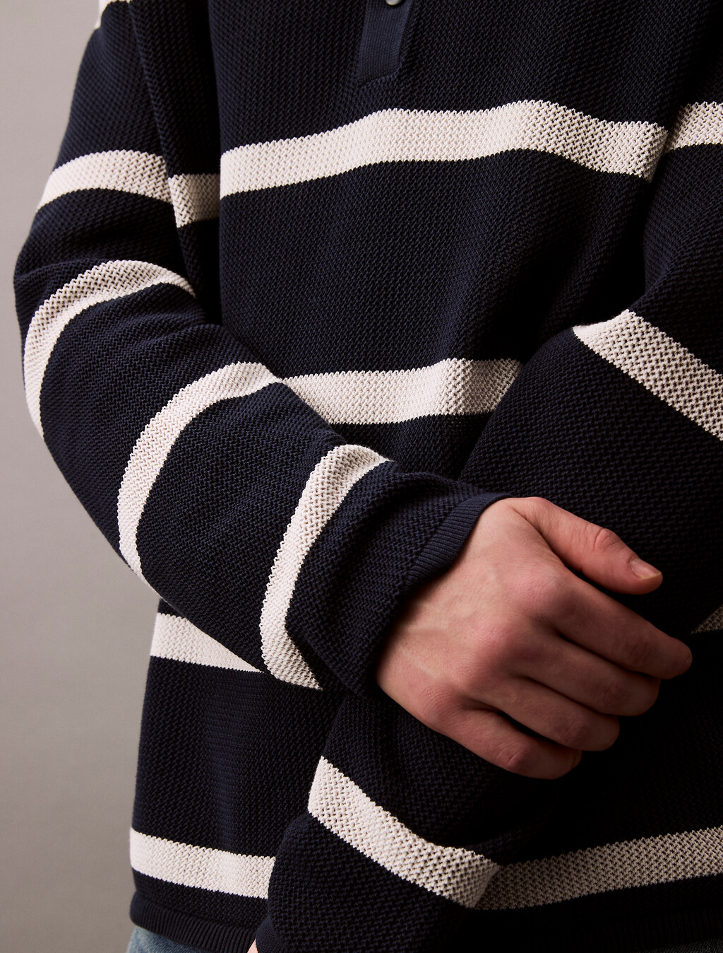 Striped Relaxed Polo, Dark Sapphire, hi-res