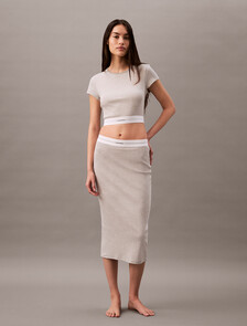 Rib Knit Cropped Tee, B10 Grey Heather, hi-res