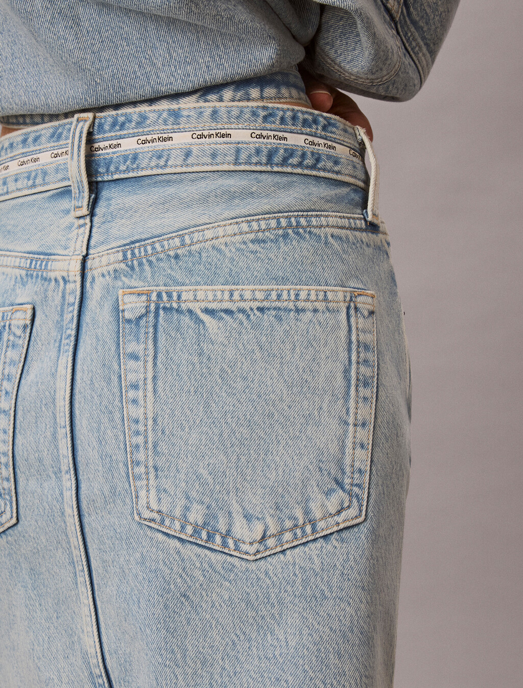Logo Tape Denim Mini Skirt, FRESH WATER, hi-res