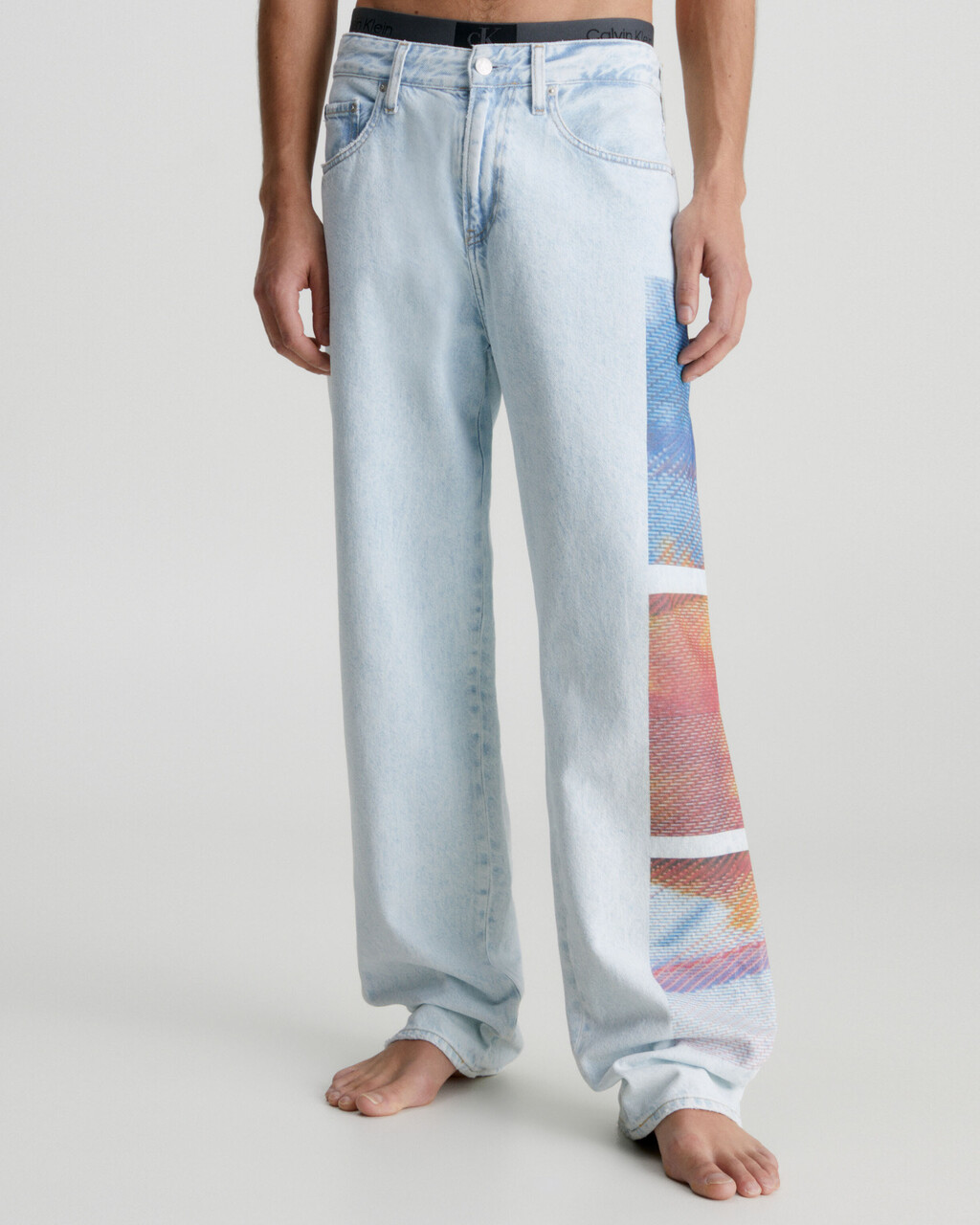 90'S STRAIGHT PRINTED JEANS, Denim Light, hi-res