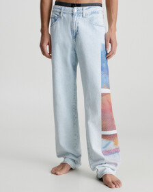 90'S STRAIGHT PRINTED JEANS, Denim Light, hi-res