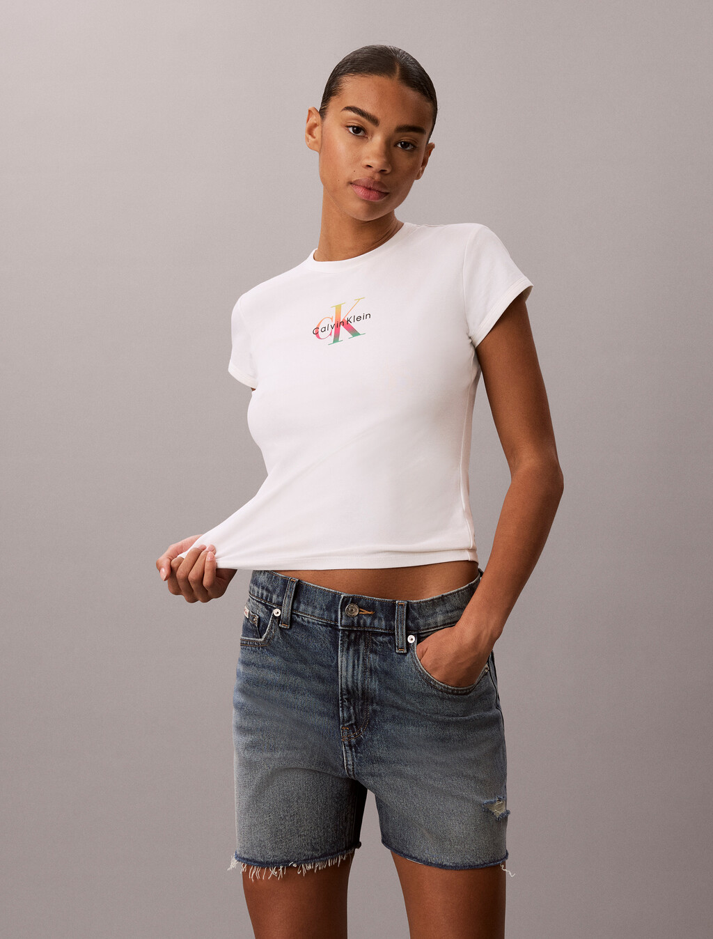 Slim Monogram T-shirt - Pride, Bright White, hi-res