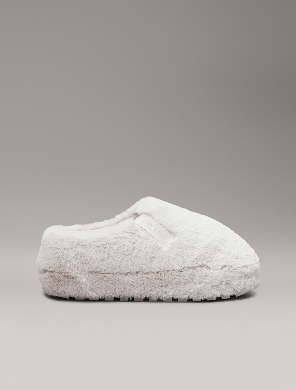 Faux Fur Slippers, Triple Eggshell, hi-res