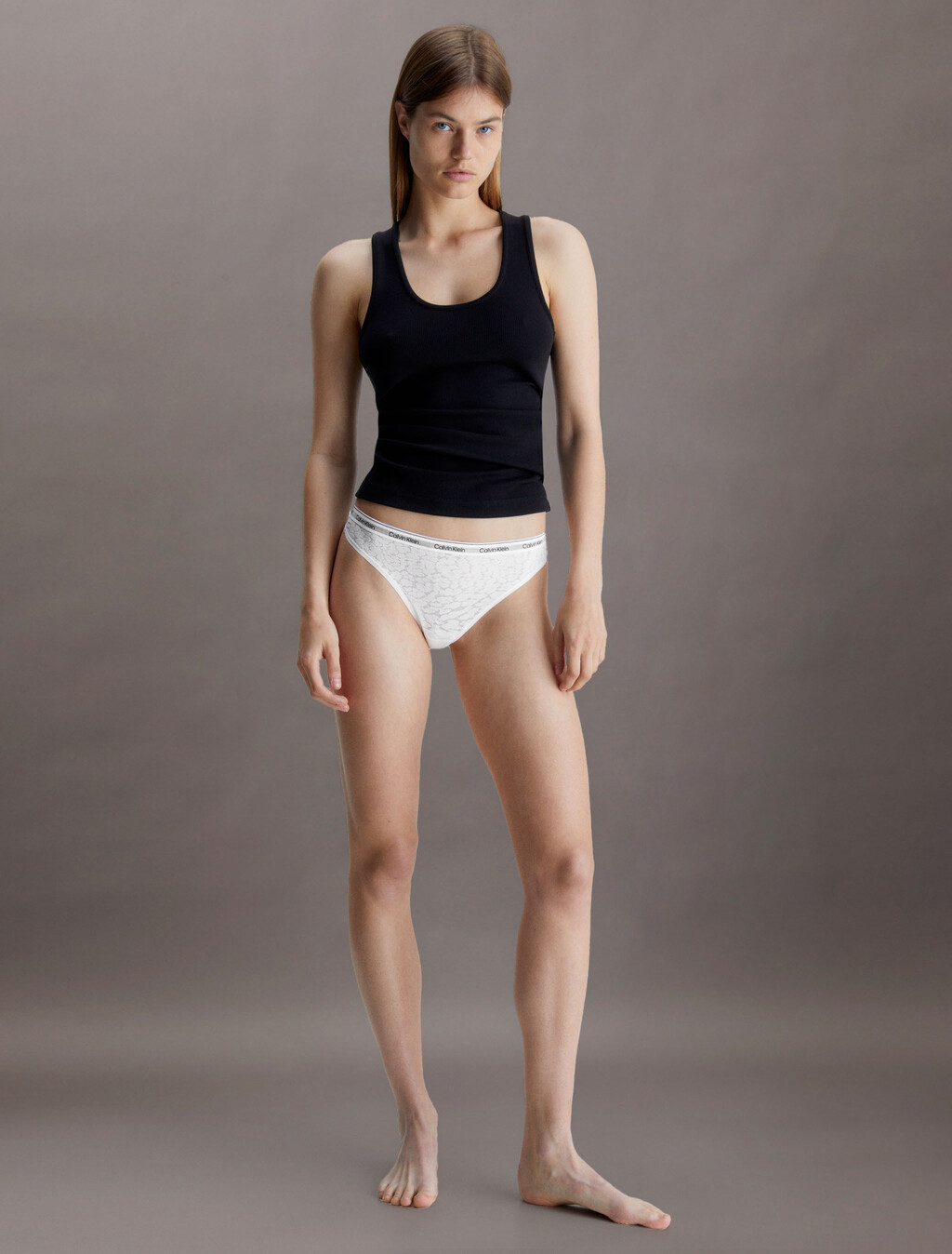 Lace High Leg Thong, White, hi-res