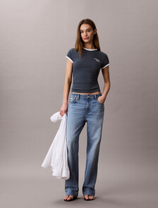 Embroidered Logo Ringer T-shirt, Dark Slate, hi-res