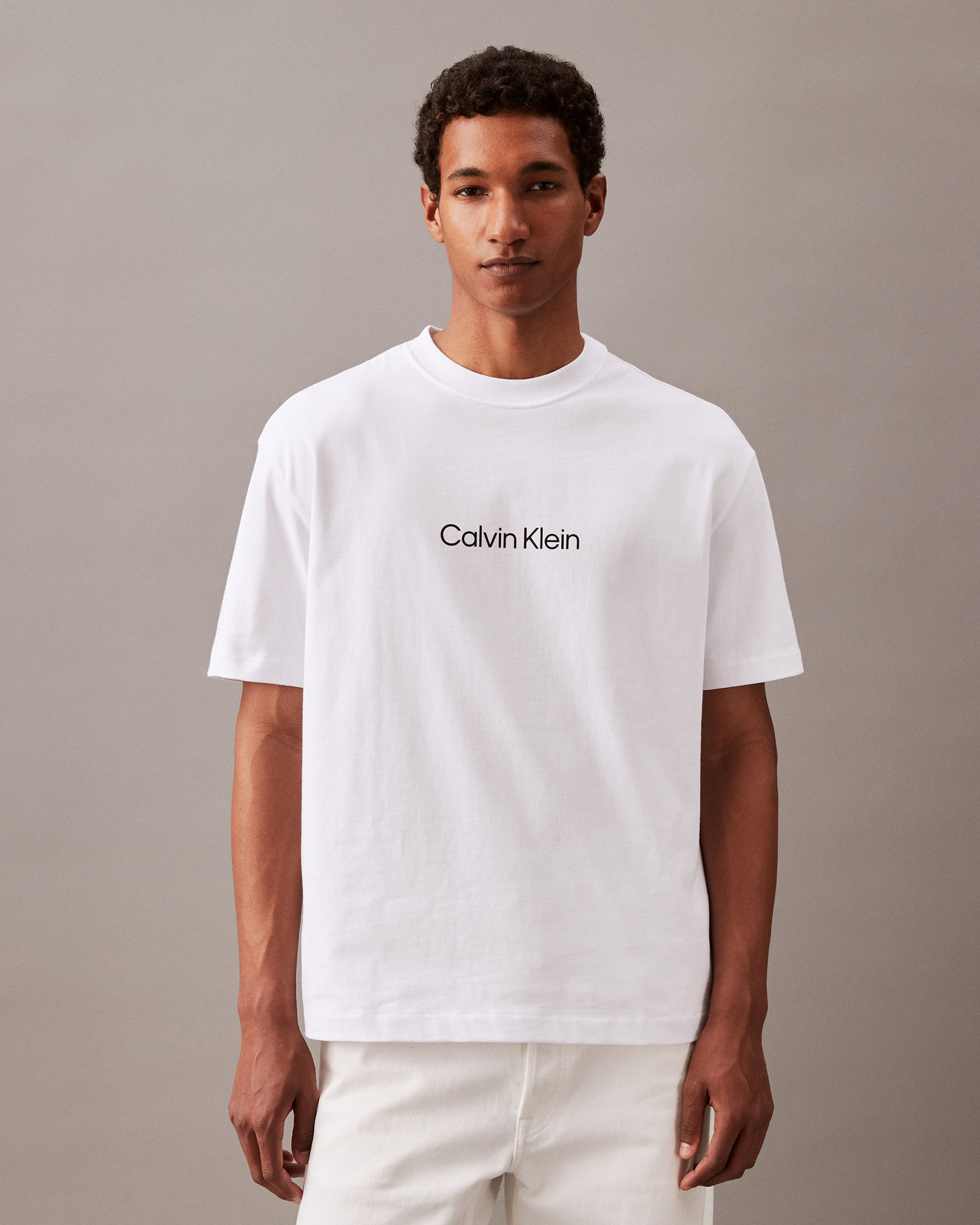 Calvin Logo Crew Neck Tee | white | Calvin Klein Singapore