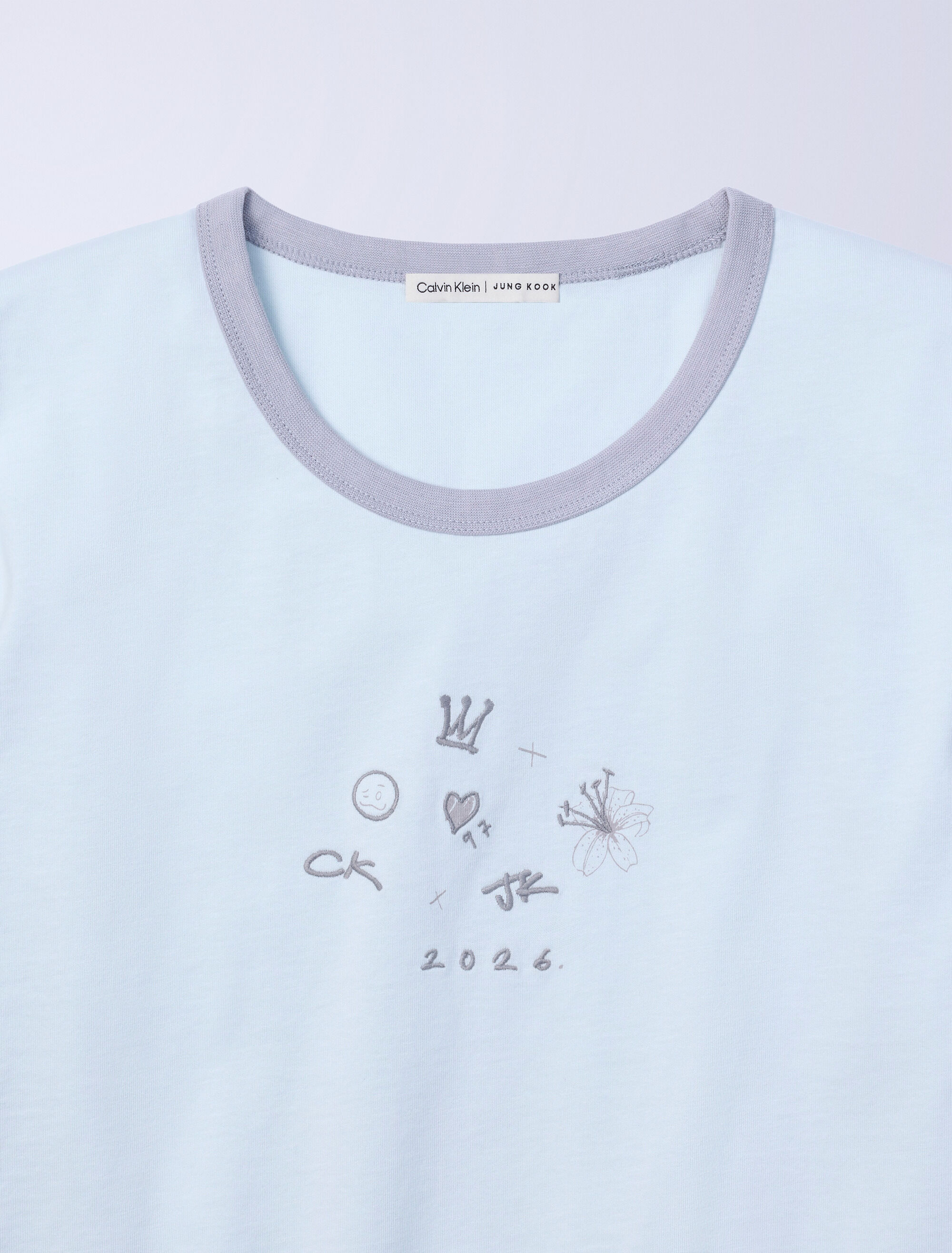 Jung Kook for Calvin Klein Icons Graphic Ringer Baby Tee | grey