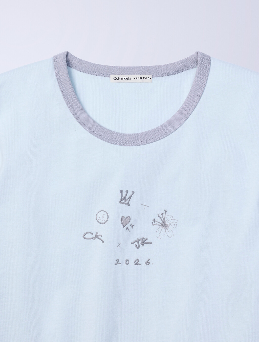 Jung Kook for Calvin Klein Icons Graphic Ringer Baby Tee, Pale Horizon, hi-res