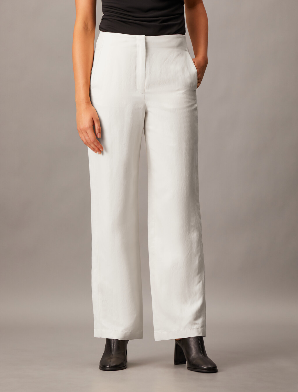 Linen Blend Pants, Antique White, hi-res