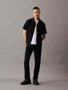 Denim Short Sleeve Shirt, Denim Black, hi-res