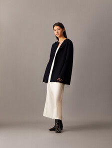 Double Face Cashmere Wool Short Coat, Black Beauty, hi-res