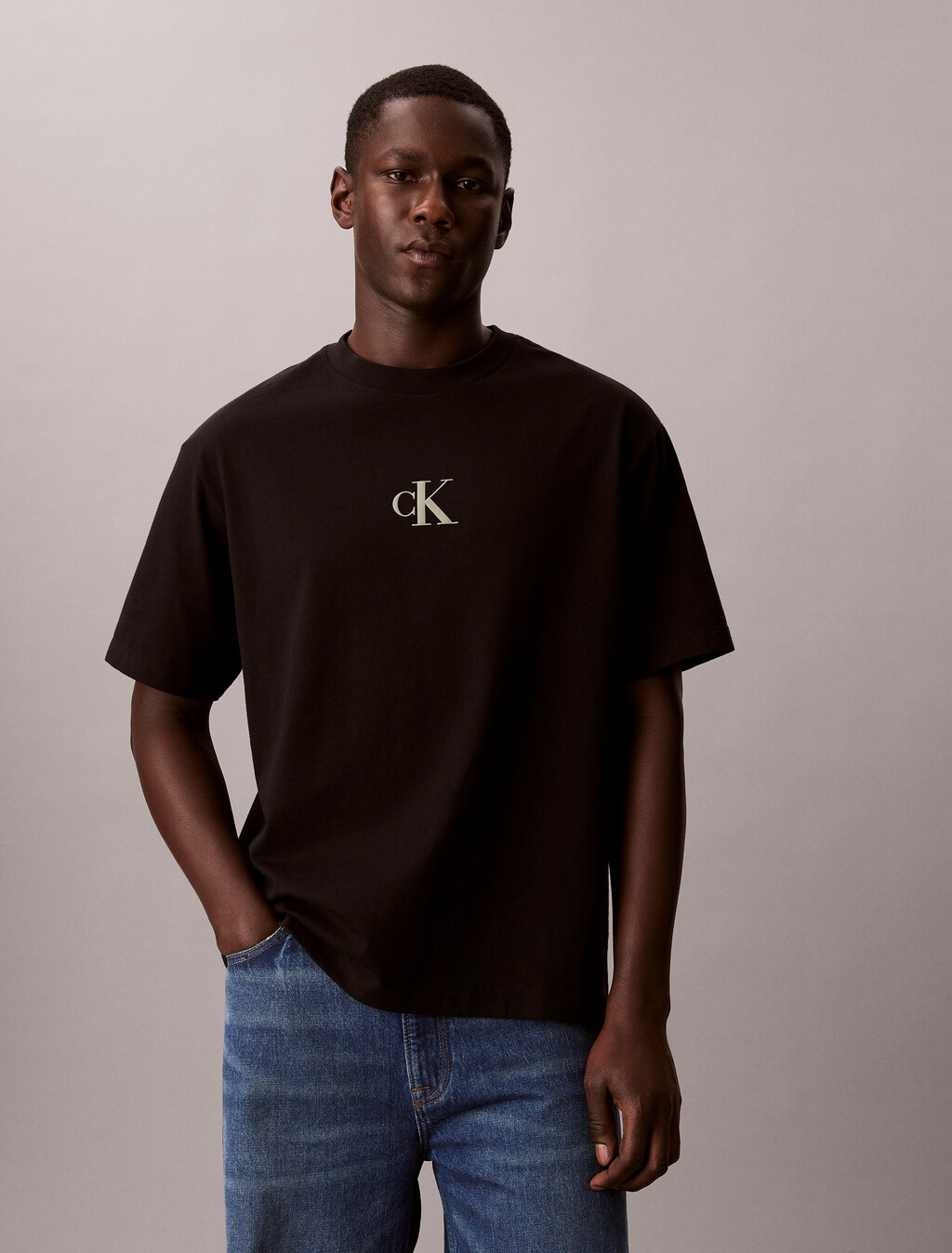 Overlay Logo Graphic Relaxed Tee, Black, hi-res