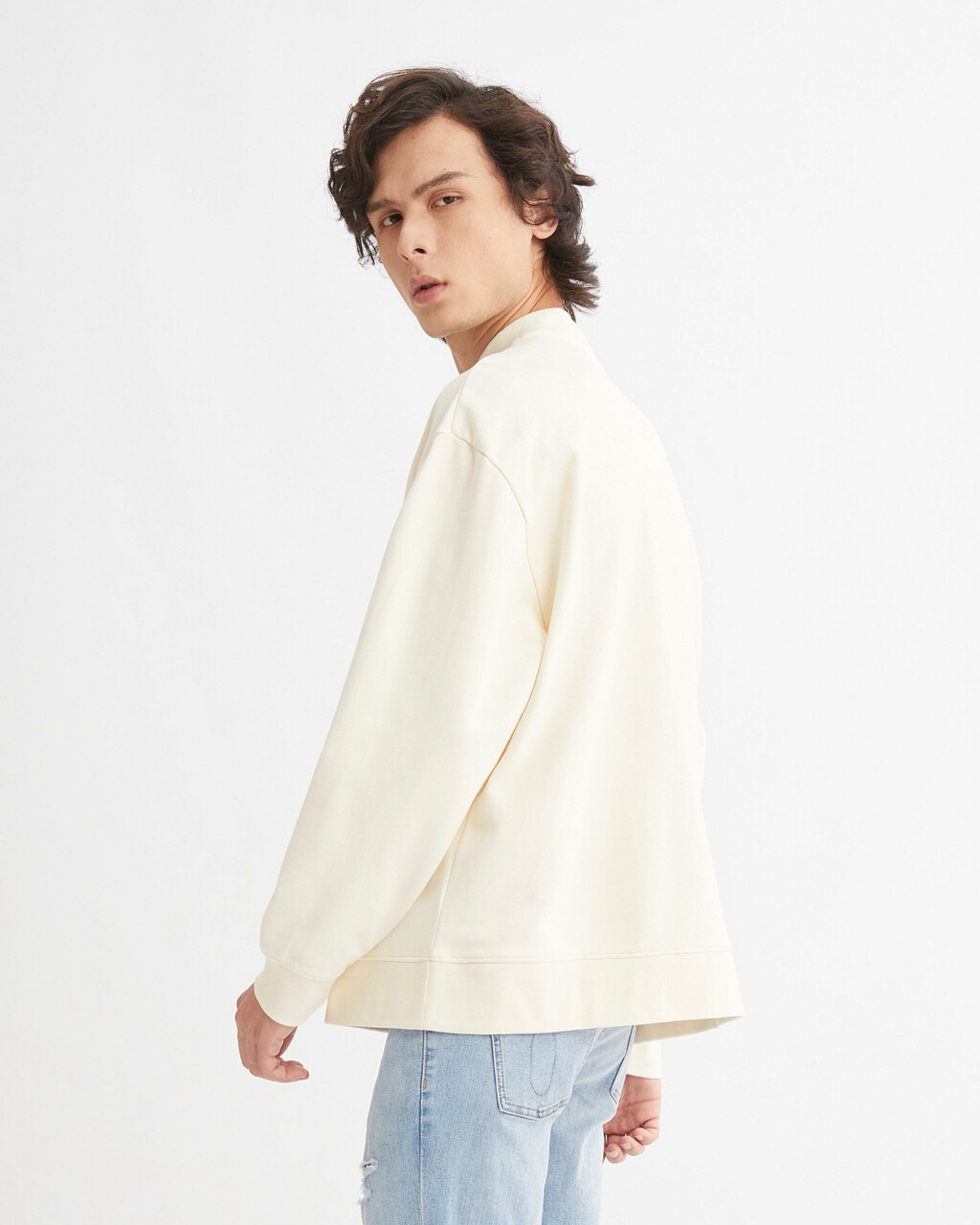 UNISEX RELAXED COTTON TERRY SWEATSHIRT, Ivory, hi-res