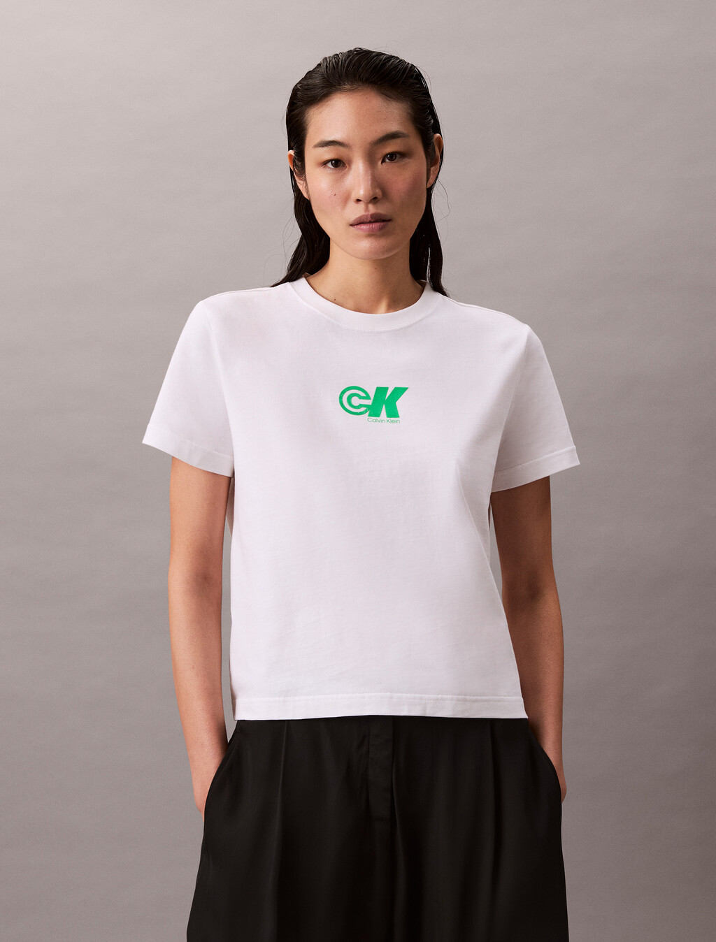 CK Logo Jersey Slim Tee, Brilliant White, hi-res