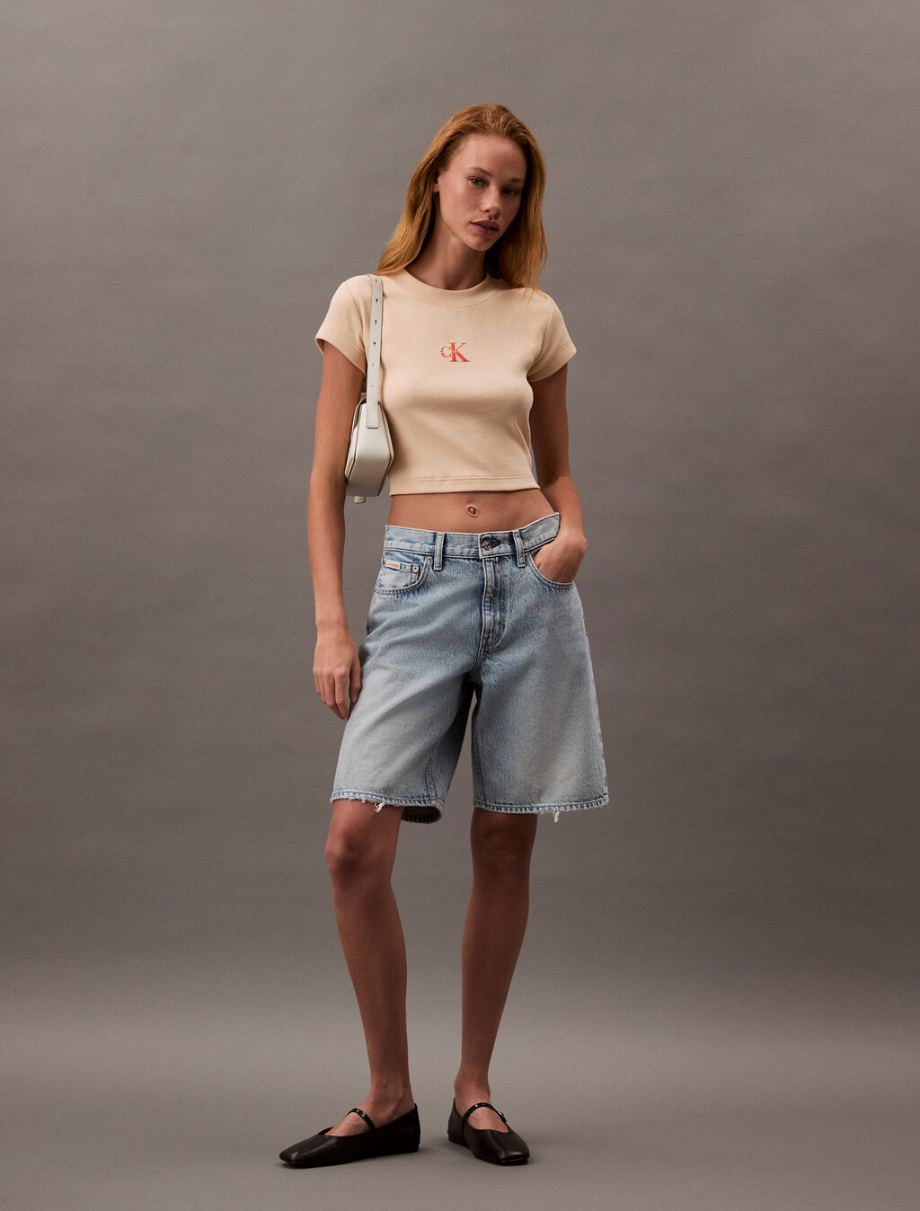 Slim Cropped Monogram T-shirt, Appleblossom, hi-res