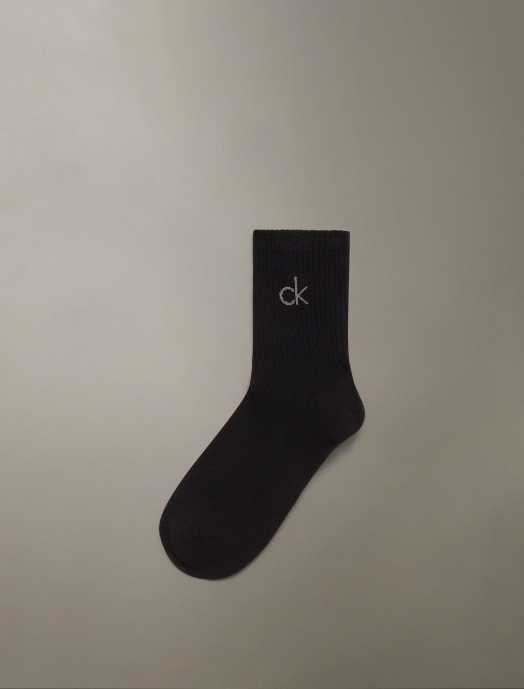 CK Logo Mid Crew Sock, BLACK, hi-res