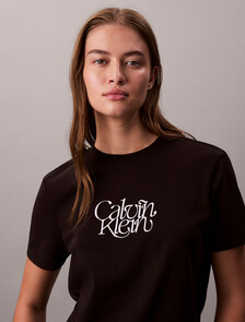 Script Logo Graphic Slim T-Shirt, Black, hi-res