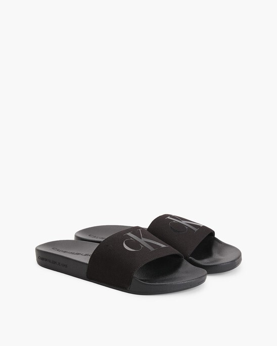 MONOGRAM COTTON SLIDES