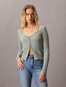 Sensual Strap Knit Cardigan, Slate Gray, hi-res