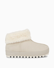 Faux Suede Slippers, Eggshell/Creamy White, hi-res