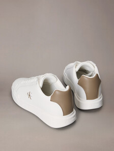 Leather Durable Traction NYC Trainers, Bright White/Desert Taupe, hi-res