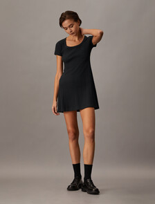 Rib Knit Baby Mini Dress, Ck Black, hi-res