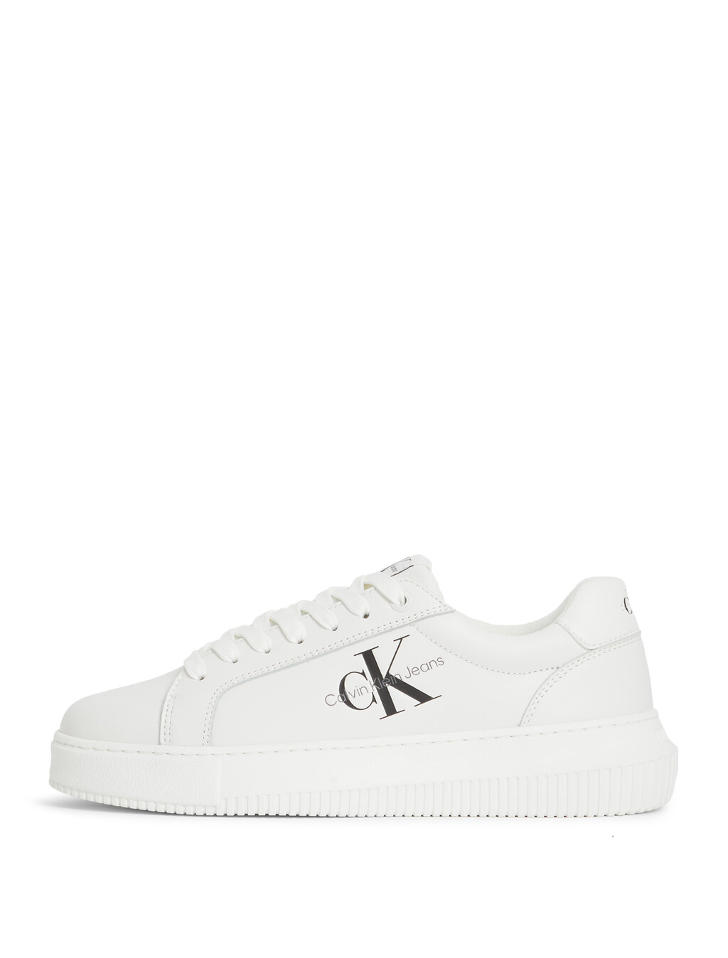 Leather Trainers, White, hi-res