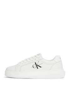 Leather Trainers, White, hi-res