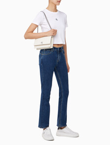 Flap Crossbody Bag With Chain, Chalk, hi-res